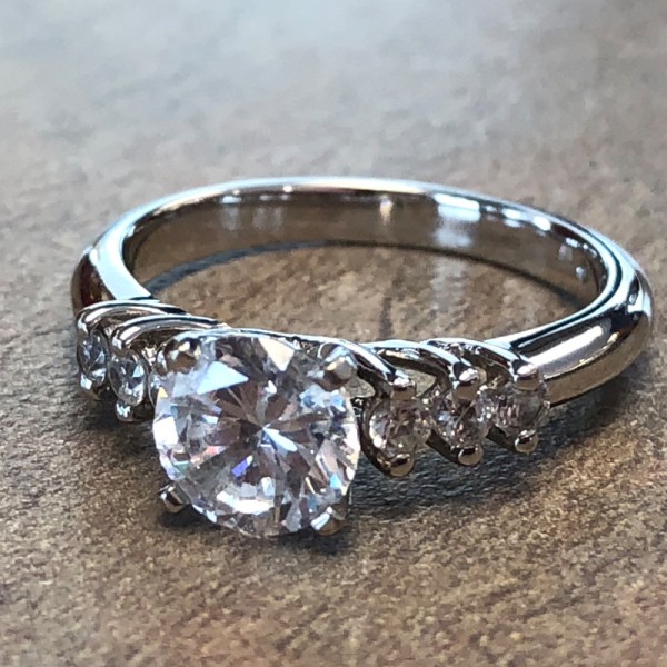 14K White Gold 7 Stone Engagement Ring